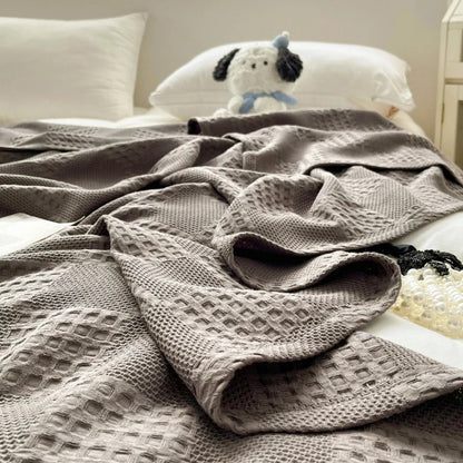 Cotton Throw Blanket Soft Breathable Waffle Blanket for Twin Queen King Bed Decorative Plaid Sofa Blankets Summer Throws
