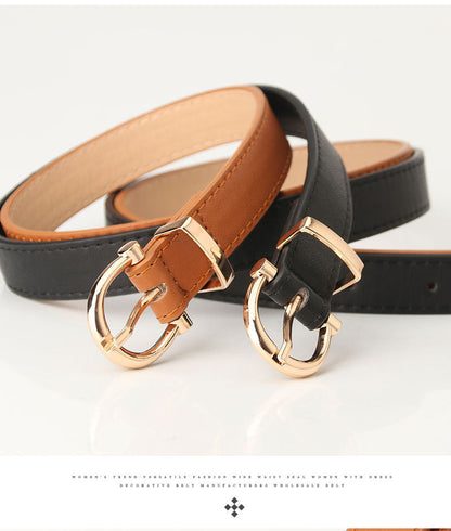 2023 Women Belts New PU Leather Simple Metal Buckle Belt Girls Dress Jean Pants Waistband Belts for Lady Luxury Designer Brand