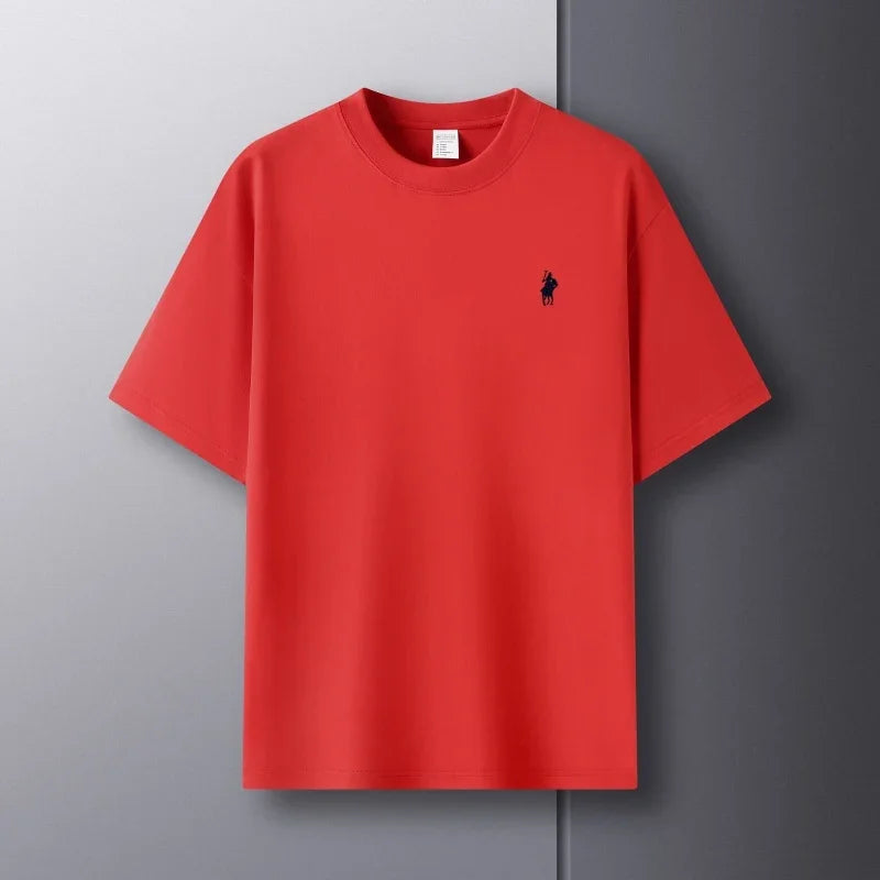 Luxury brand short sleeve men's round neck T-shirt summer fashion classic pony embroidery design 100cotton breathable casual top