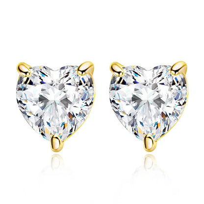 D VVS1 Heart Moissanite Earrings for Women GRA Certified Lab Grow Diamond Solid 925 Silver Plated 18k Gold Stud Earring