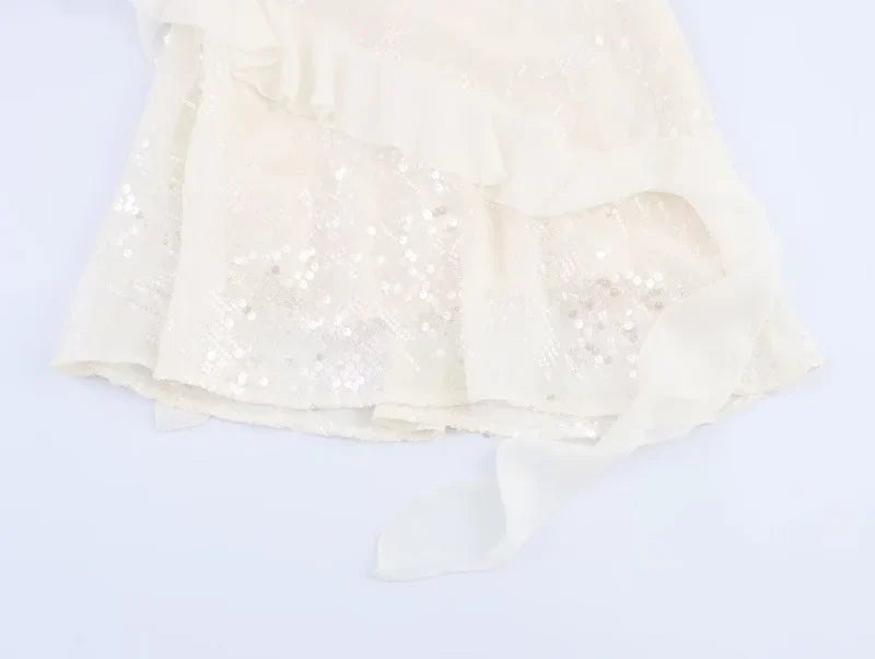 Sequin Mini Dress Woman Sexy Slip Party Dresses for Women Summer Backless Women's Dress Straps Beach Short Dresses