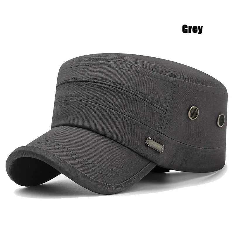 Spring and Summer Simple Cotton Adjustable Cadet Flat Cap Sun Hat Trucker Caps Dad Hats