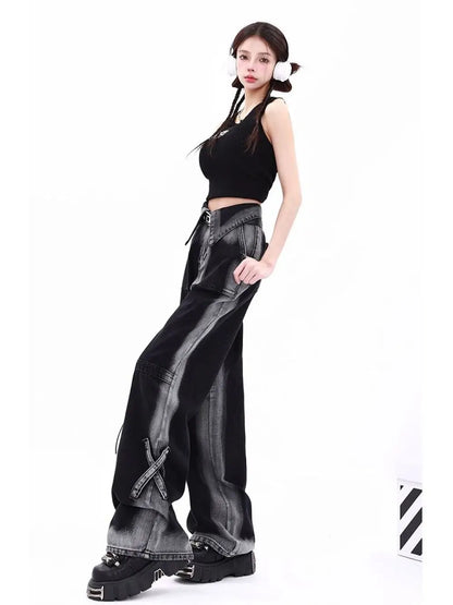 High Street Dopamine Wear Straight Wide Leg Pants