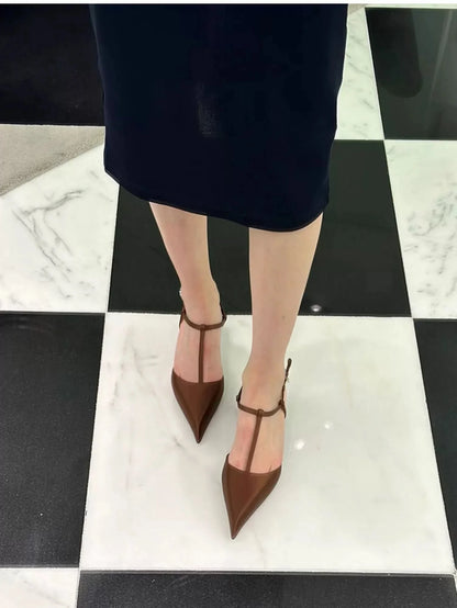 Sapatos Femininos de Salto Alto, Novos Sapatos Sexy de Salto Grosso com Bico Fino e Tira Traseira para Mulheres, Sandálias de Salto Alto para Vestidos de Festa