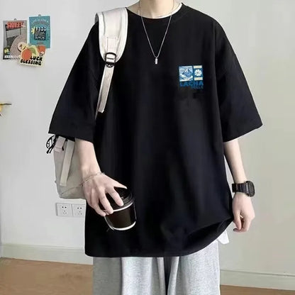 Camiseta 8GG Coreana Soltinha com Estampa Fuji Americana Japonesa e Tecido Macio, Camiseta Masculina Versátil Dupla