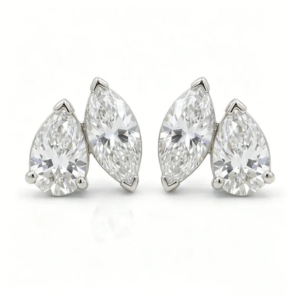 4cttw Marquise&Pear Cut Moissanite Stud Earrings with Certificate 2Diamond Ear Studs for Women Wedding S925 Silver Fine Jewelry