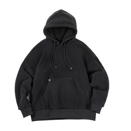 Autumn Winter Casual Heavyweight Hoodie Men's Black Versatile Thickened Fleece Pullover Loose Warm Hooded Sweatshirt