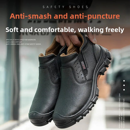 Anti Smashing Plastic Steel Toe Insulated Shoes, Breathable Suede Leather, All Season Anti Scalding Welding Shoes