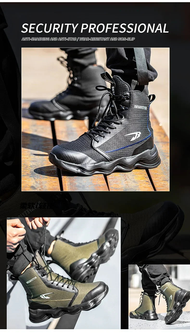Safety Shoes Men Boots High Top Work Sneakers Steel Toe Cap Anti-smash Puncture-Proof work Boots Indestructible Shoes