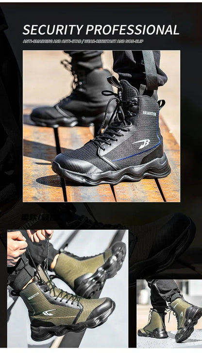 Safety Shoes Men Boots High Top Work Sneakers Steel Toe Cap Anti-smash Puncture-Proof work Boots Indestructible Shoes