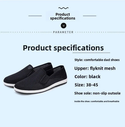 Men's Summer Soft Bottom Driving Shoes Breathable Mesh Slip-On Shoes Wear-Resistant Casual Old Beijing Style Rubber Sole