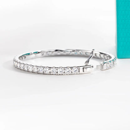 4mm(11.7cttw) Moissanite Eternity Bracelet 925 Sterling Silver 18K White Gold Plated Classic Bangle for Women Jewelry