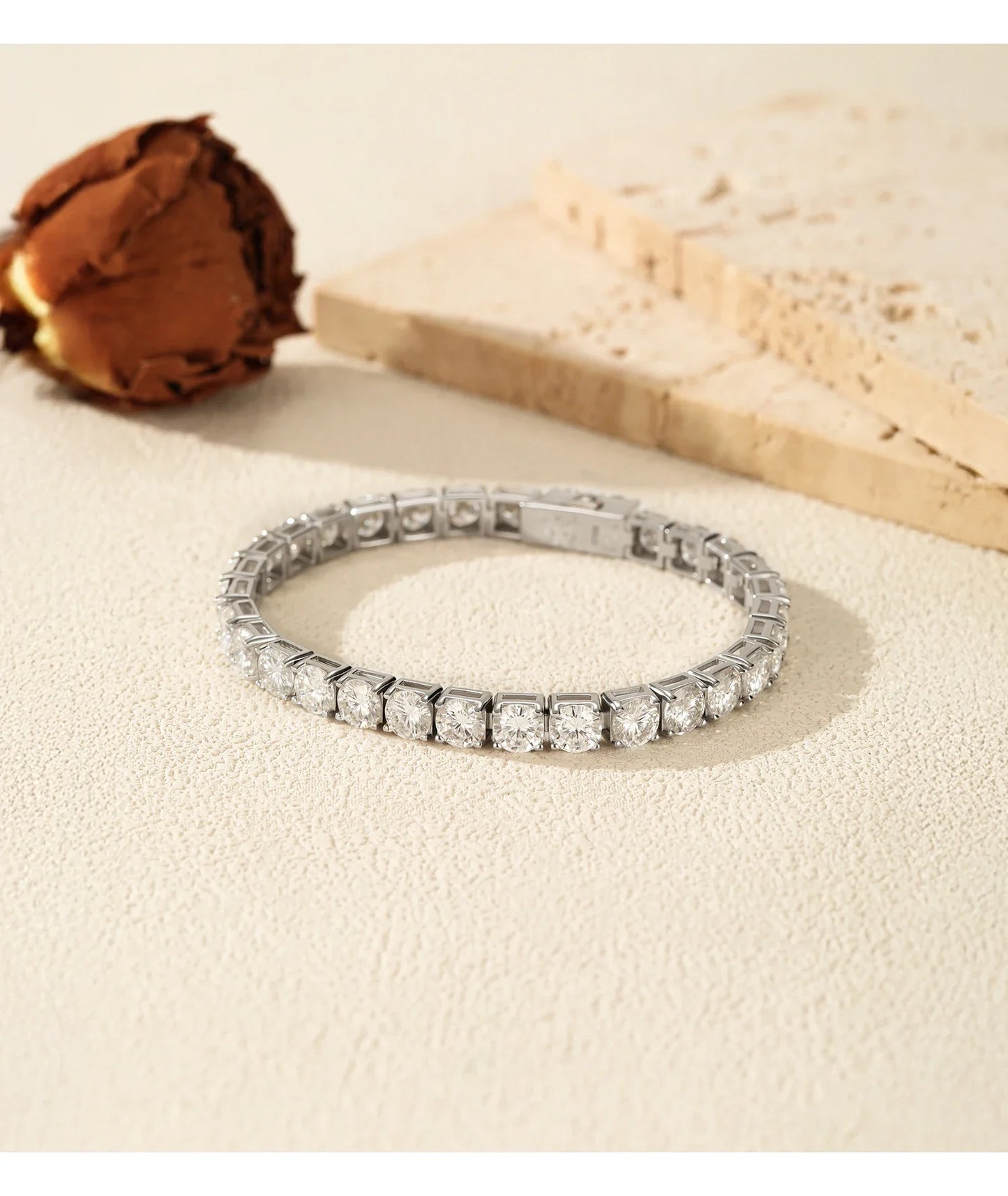 D VVS1 Moissanite Tennis Bracelet 925 Sterling Silver Single Row Classic with Box Bracelets for Women Man Fine Jewelry