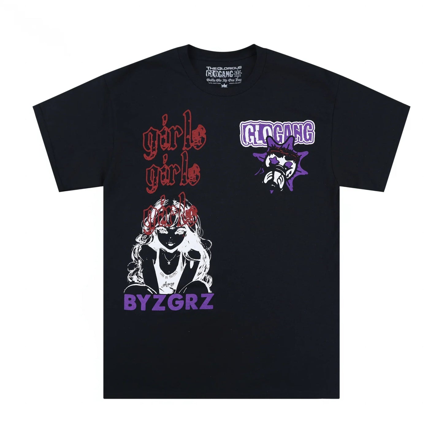 Glogang Men's Trendy Short-Sleeve T-Shirt Fashionable Street Style Harajuku Style Y2K Crew Neck Short-Sleeve Pure Cotton T-Shirt