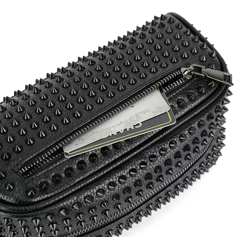 Clutch PU Leather Purses for Women Fashion Multi-Pocket Handbag Zipper Wallet Party Black