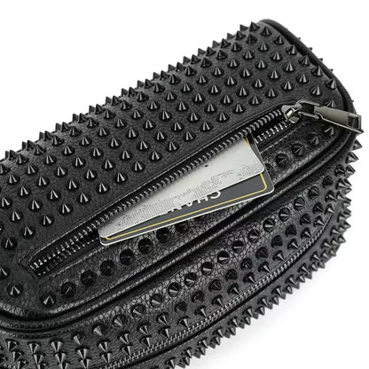 Clutch PU Leather Purses for Women Fashion Multi-Pocket Handbag Zipper Wallet Party Black