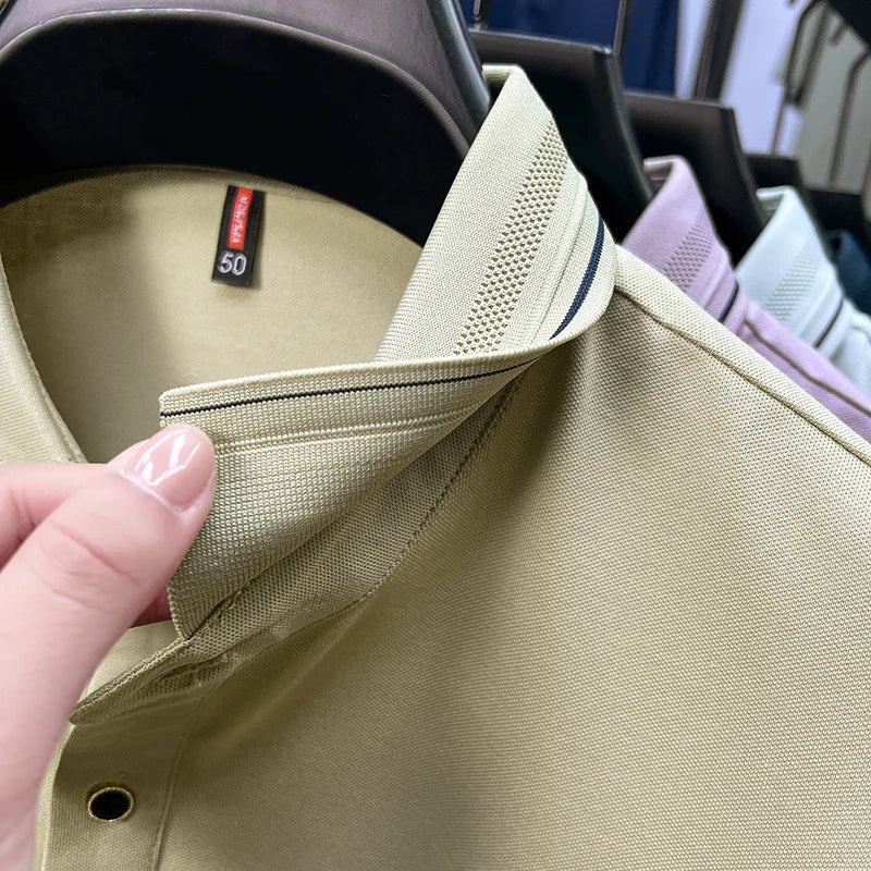 Light luxury brand men's short sleeve polo shirt summer new item high-end letter golf comfortable cotton casual business T-shirt