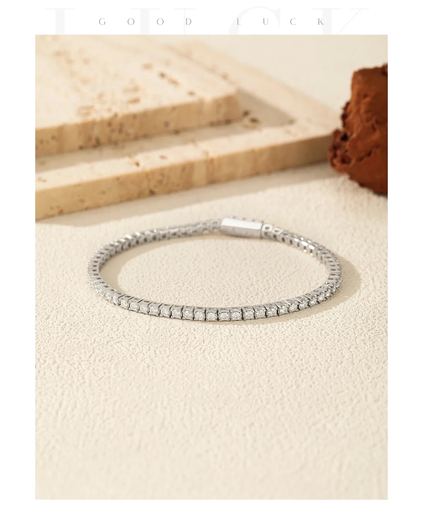 D Color VVS1 Moissanite Tennis Bracelet 925 Sterling Silver Single Classic Bracelets With Box for Women Man Fine Jewelry