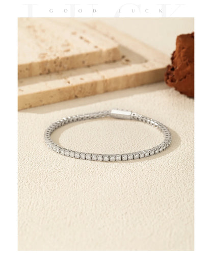 D VVS1 Moissanite Tennis Bracelet 925 Sterling Silver Single Row Classic with Box Bracelets for Women Man Fine Jewelry