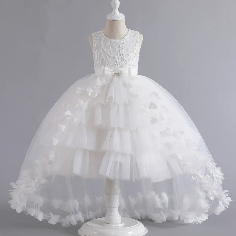 Kids for Girl's 3 to 12 years old Formal Evening Trailing Dress Sleeveless Princess Fluffy Cake Dinner Performance Dance
