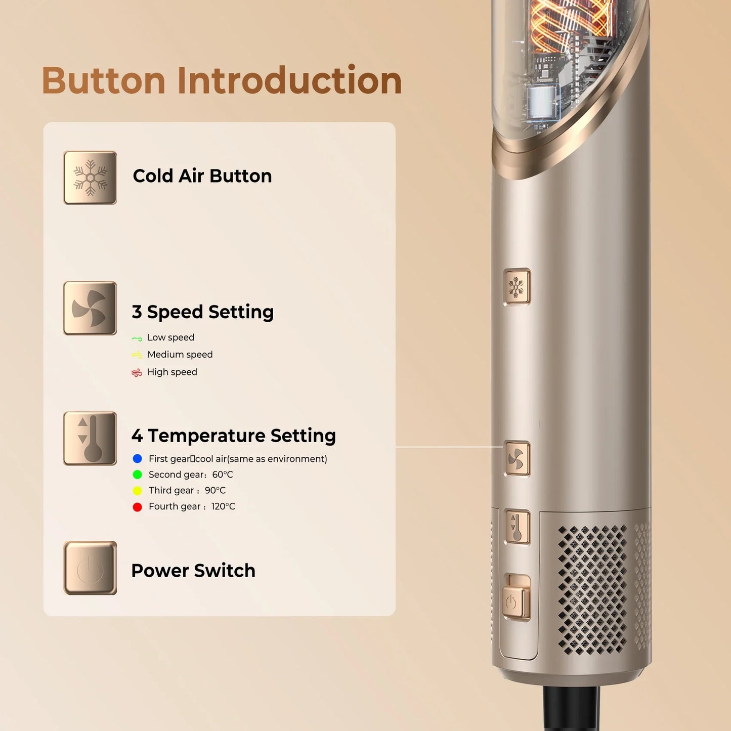 8 in 1 Hair Dryer Brush High Speed Brushless Blow Dryer Negative Ionic Hair Heating Brush Hot Air Styling Comb Auto Hair Curle