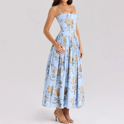 Summer Clothes for Women Midi Elegant Dress 2025 New Arrivals White Floral Print Holiday Dress