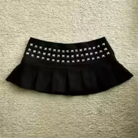Summer Fashion Street Wear Women's Gothic Punk Cross Nail Fold Mini Skirt High Waist Short Skirt Black Zipper Skirt 2026 New
