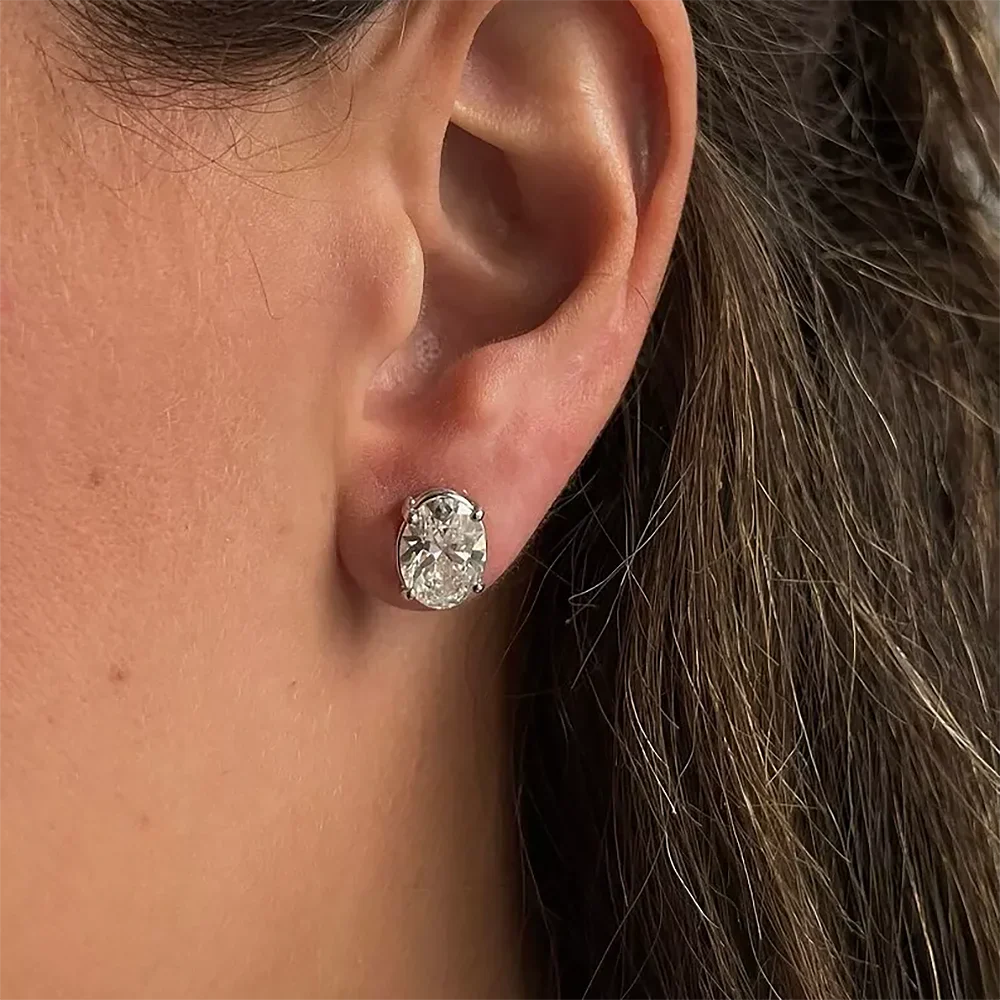 1-4carat Oval Cut Moissanite Chain Earrings for Women Solitaire Diamond Stud/Drop Earring 925 Silver Jewelry with Certificate