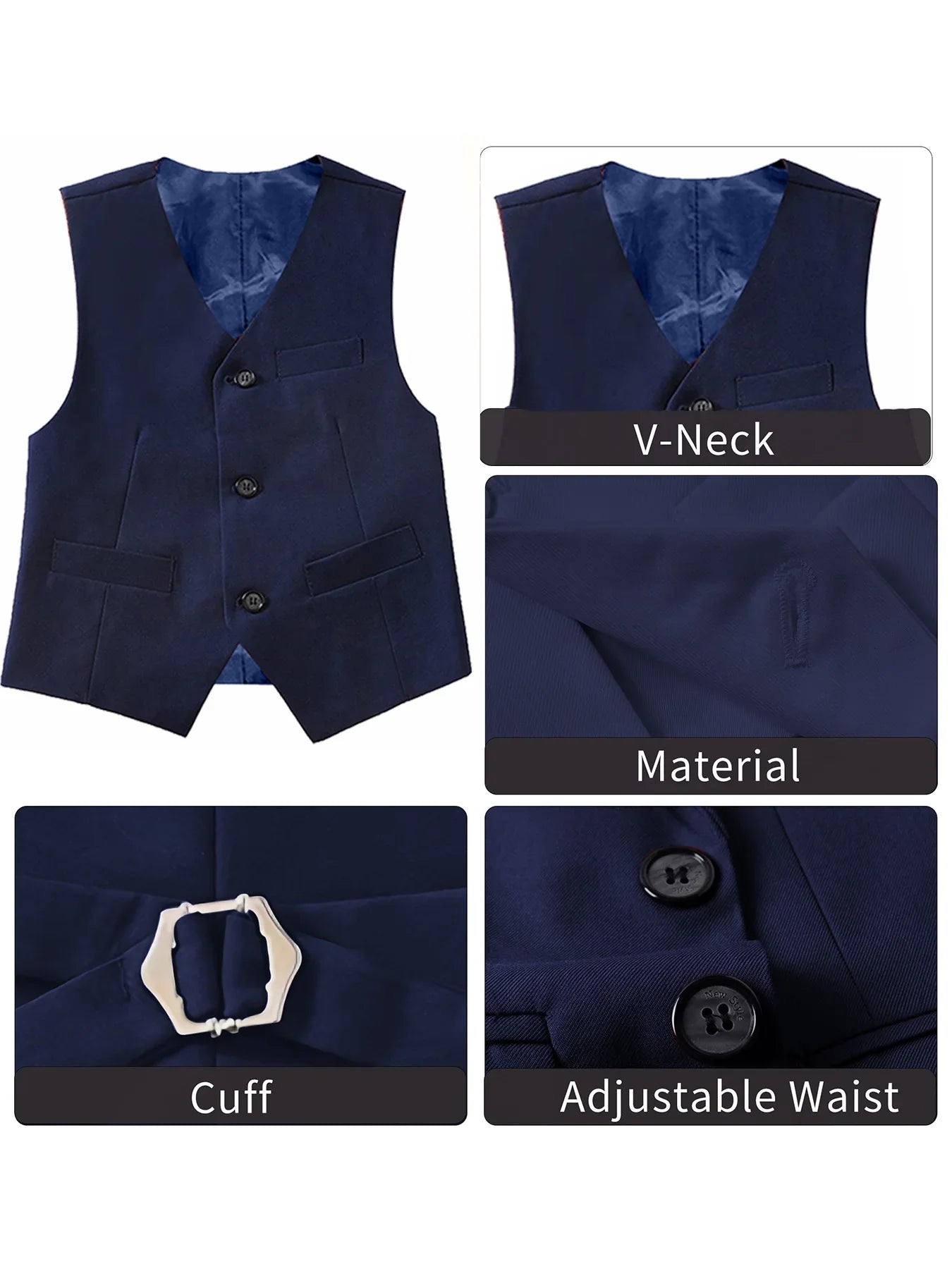 Boys Suit Vest Casual College Party Wedding Kids Vest Size 4-16Y