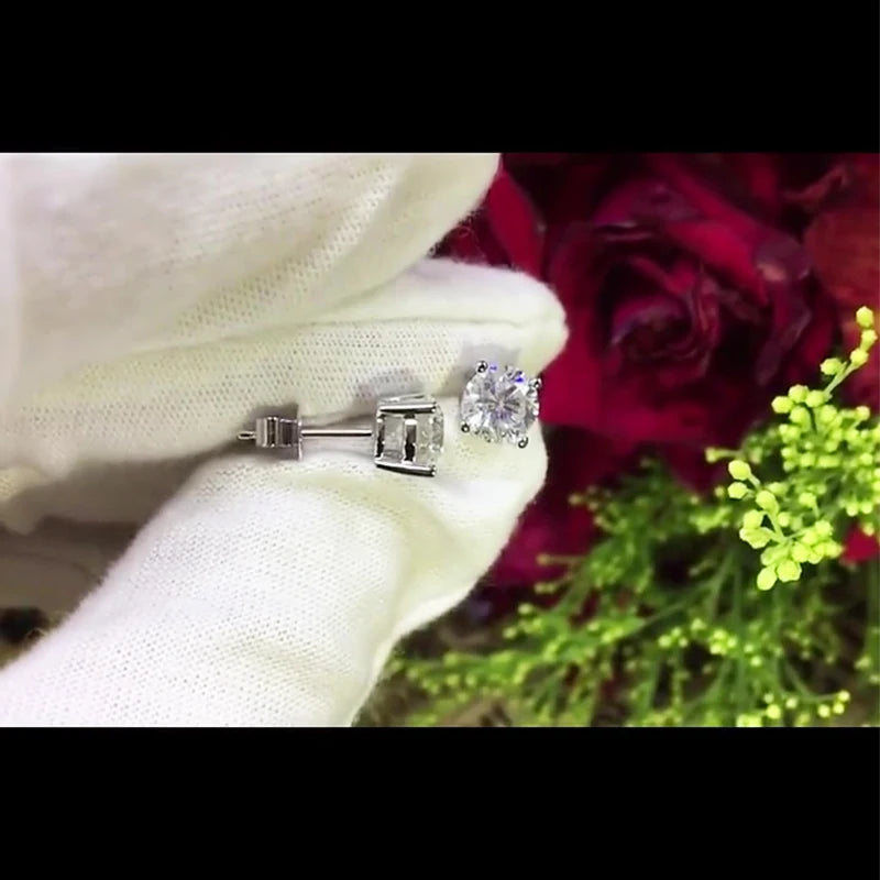 0.5-2ct Moissanite Diamond Stud Earrings for Women Original 925 Sterling Silver Lady's Moissanite Earring New 2026