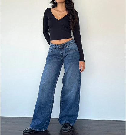Retro Y2K Jeans Fashion Women Autumn High Waist