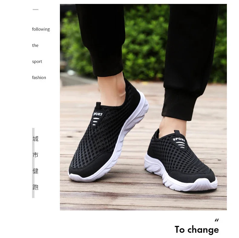 Lightweight Men Casual Shoes Breathable Slip on Male Casual Sneakers Anti-slip Men's Flats Outdoor Walking Shoes Size 39-46