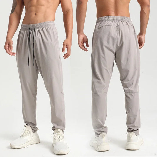 Men Gym Jogging Sport Pants Thin Loose Quick-Dry Long Exercise Clothing Zipper Pockets Training Bodybuilding Trouser Marathon