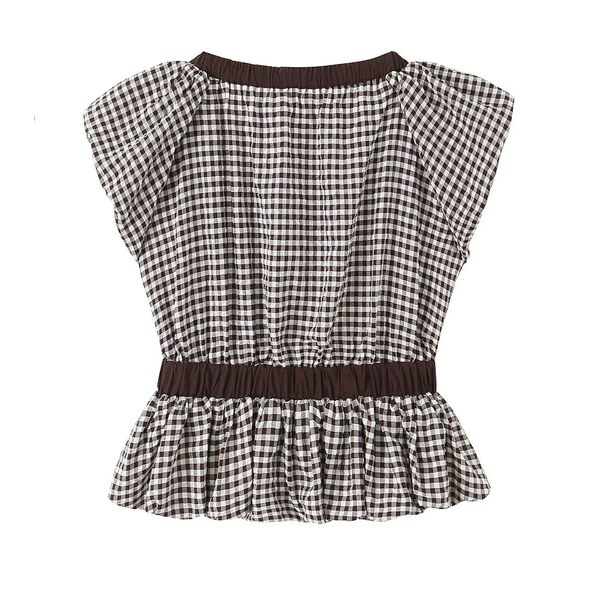 Casual Chic Women Tops Plaid V-Neck Sleeveless Bow Folds Short Tops Fashion 2026 Spring Summer Holiday Female Y2K Tops