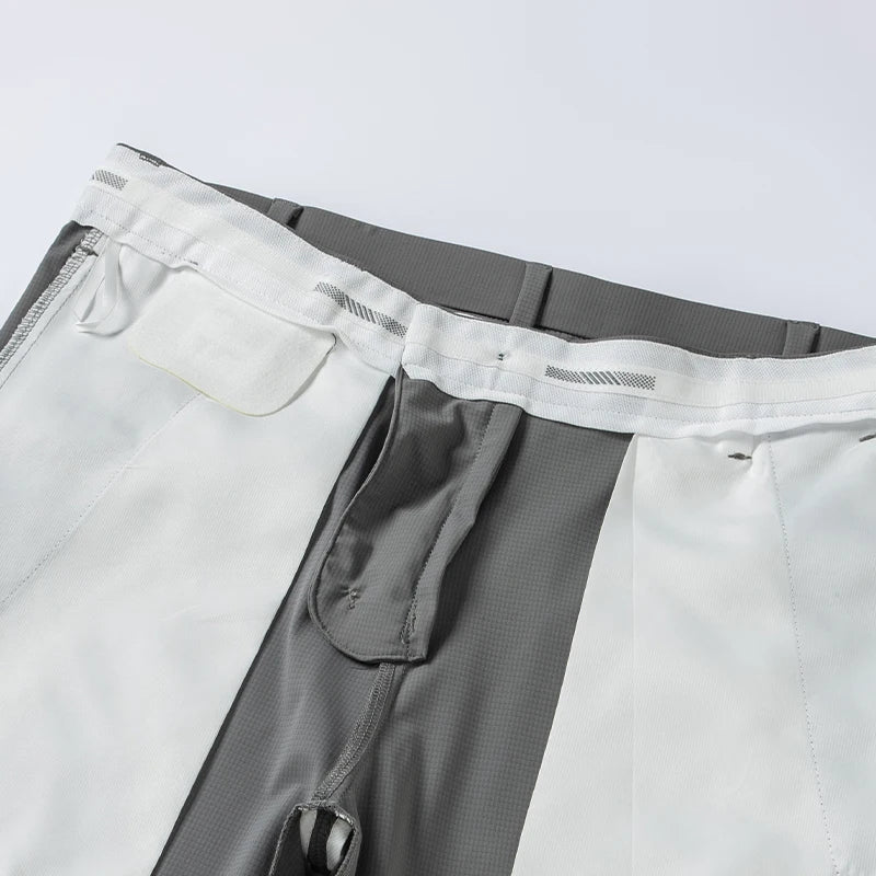 Men's Ice Silk Trousers High Stretch Micro-Grid Straight Leg Pants Business Casual Breathable YKK Zip Quick Dry Slacks 2026