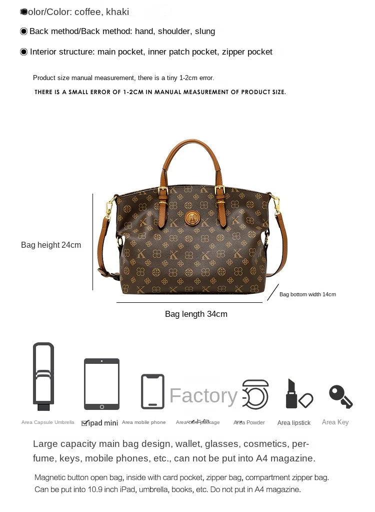 Ladies' light luxury handbag 2025 new high-end designer fashion retro handbag shoulder bag large capacity crossbody bag tote bag