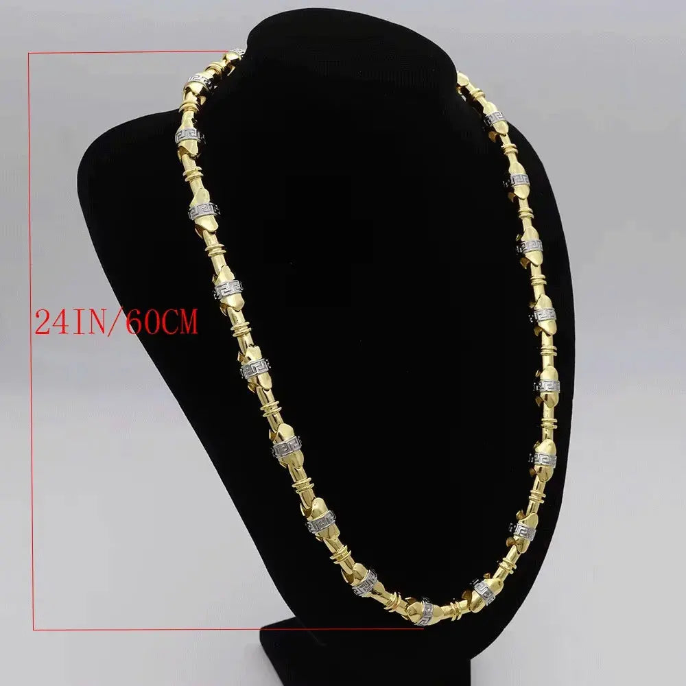 60cm 24in Punk Thick Chain Bicolor Gold-Plated Necklace For Men Women Hip Hop Luxury Copper Chain Dubai Jewelry Neck Party Gift