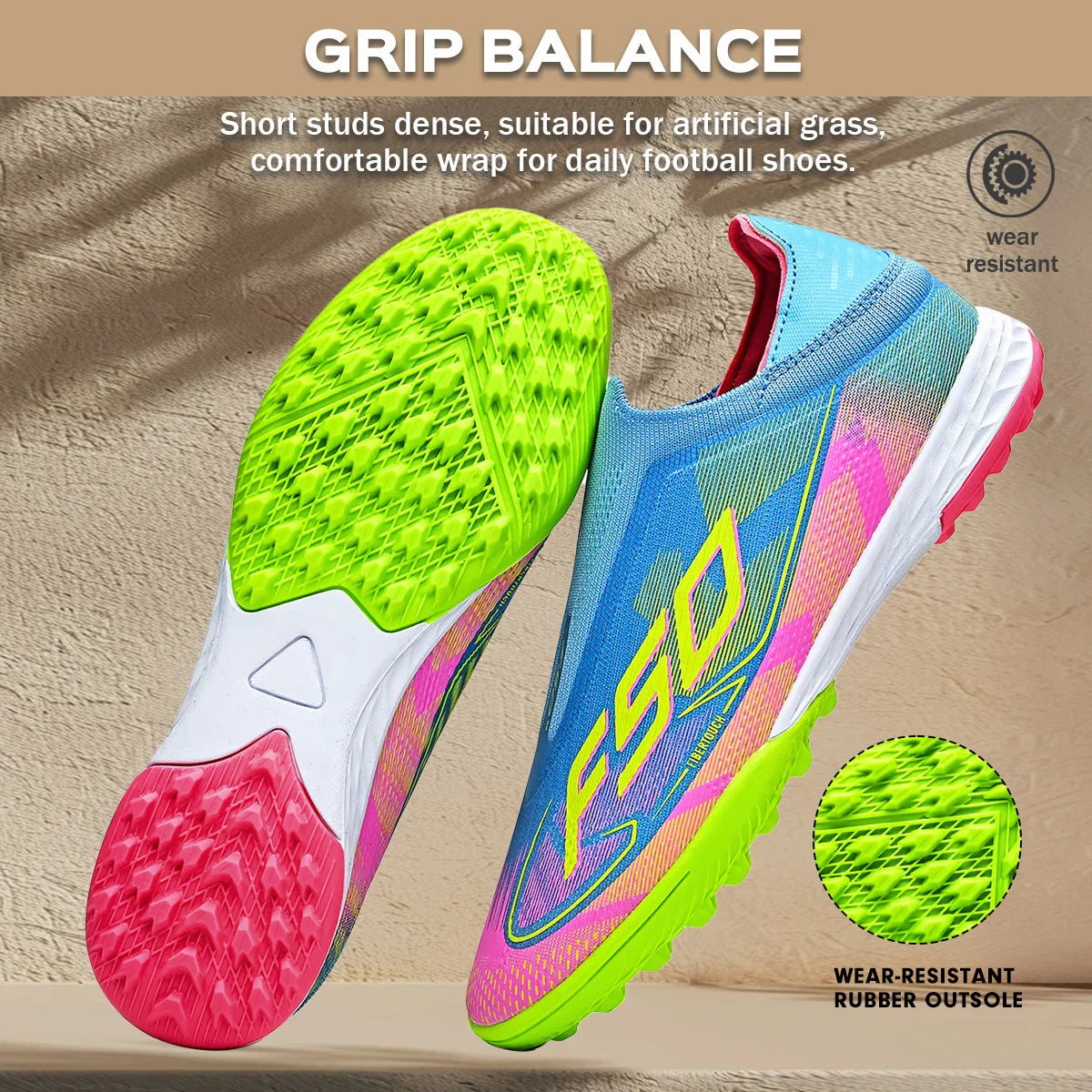TF Football Shoes Kids Boys Girls PU Upper Durable Rubber Sole Anti-slip Wear-resistant Training Sneakers