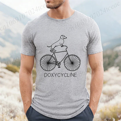Dachshund Bicycle Printed Graphic T Shirts For Men Casual O Neck Short Sleeve T-Shirts Fashion Streetwear Vintage Male Tops