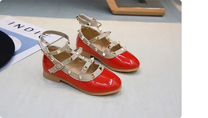 Girls Shoes Spring Children Shoes Girl Rivets Princess Autumn Toddler Girls Kids Flat Shoes T-Tied Style Girls Summer Sandals