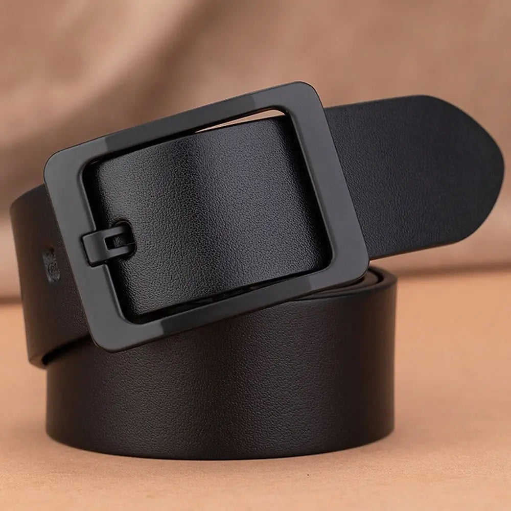 Man Retro Leather Belt Pin Buckle Jeans Black Belt Business Casual Luxury Brand Vintage Strap Waistband