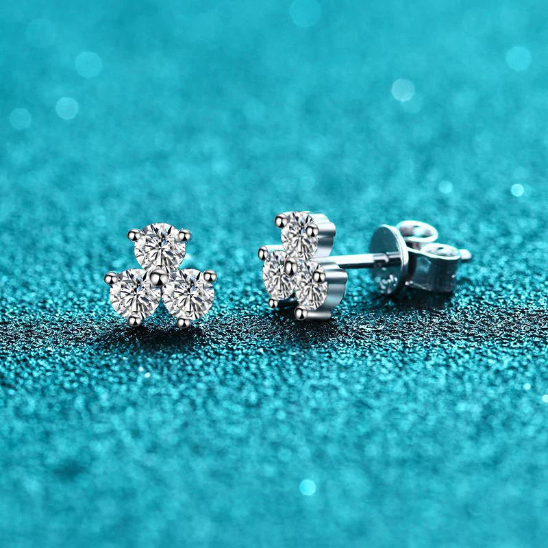 3mm All Moissanite Earrings Woman Wedding Fine Jewely 925 sterling silver With Gold Plated Studs Earring Women's Earrings