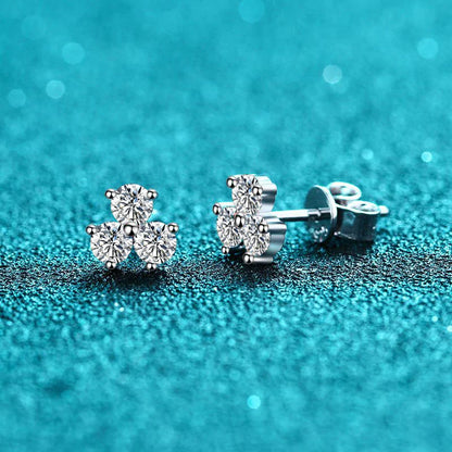 3mm All Moissanite Earrings Woman Wedding Fine Jewely 925 sterling silver With Gold Plated Studs Earring Women's Earrings