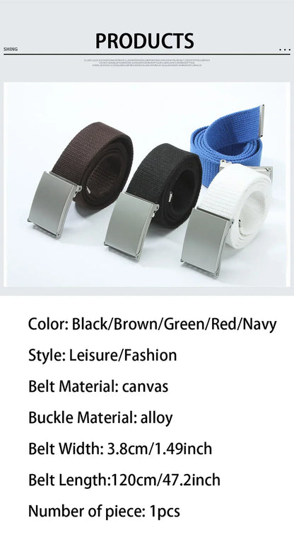 Men's Belt Fashion New Unisex Trousers Belt Women's Belt Canvas Belt Breathable Outdoor Tactical For Jeans Adjustable Waist Belt