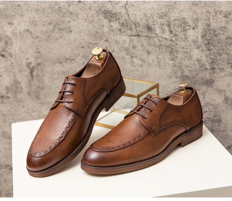 Trend Dress Shoes Man Retro Casual Business Oxfords Leather Shoes Men Formal Social Brogues Wedding Party Leather Shoes For Male