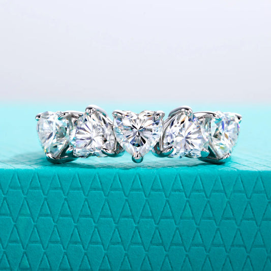 2.5cttw Heart Moissanite Wedding Band Ring 925 Sterling Silver 18K Gold Plated Promise Band Rings for Women Jewelry