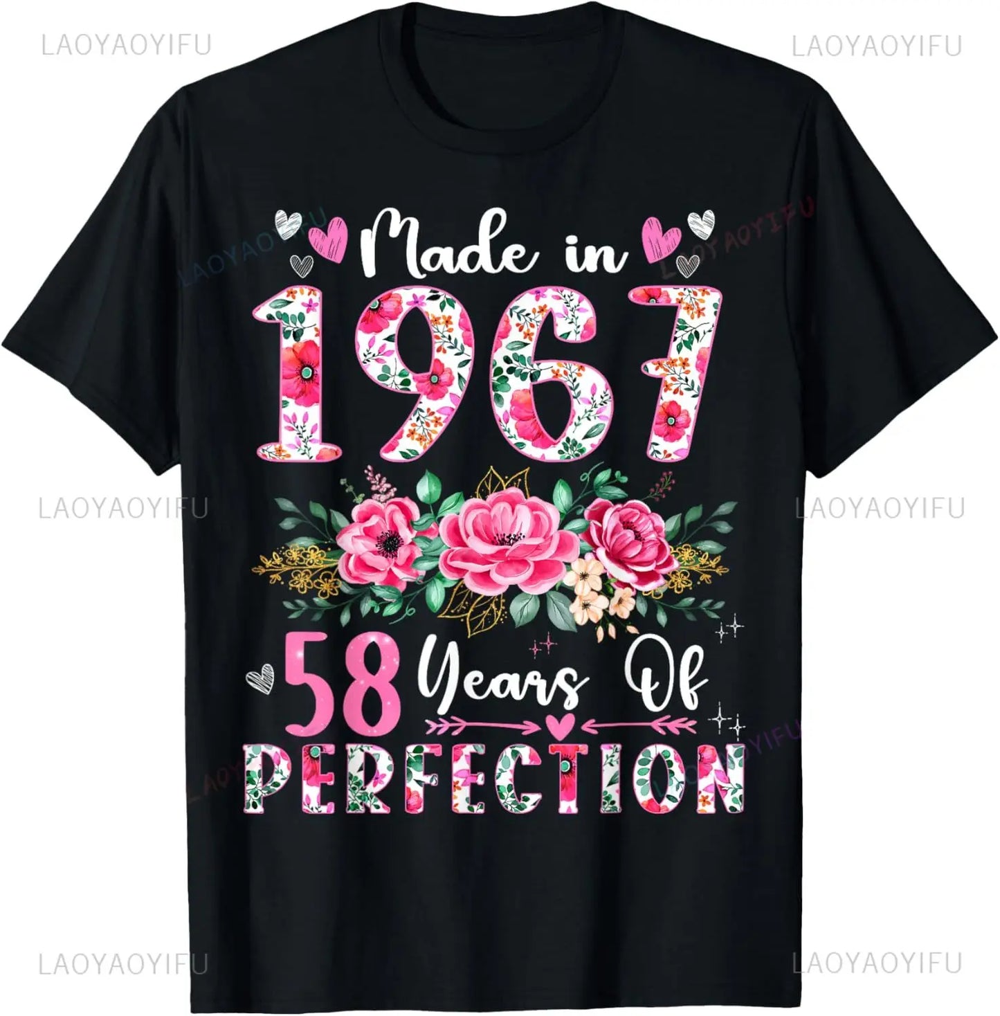 Vintage 1967 58 Years Old Men Women 58th Birthday Gifts T-Shirt Casua Personalized Clothing Graphic T Shirts Ropa Hombre