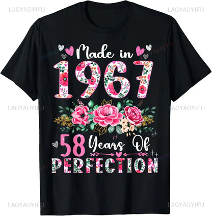 Vintage 1967 58 Years Old Men Women 58th Birthday Gifts T-Shirt Casua Personalized Clothing Graphic T Shirts Ropa Hombre