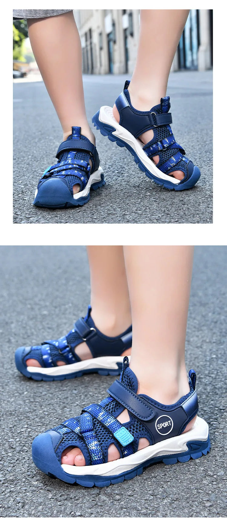 Summer Boys Closed-Toe Sandals Non-Slip Soft Sole Water Shoes for Beach Walking Outdoor Play Comfortable Kids Casual Sandals