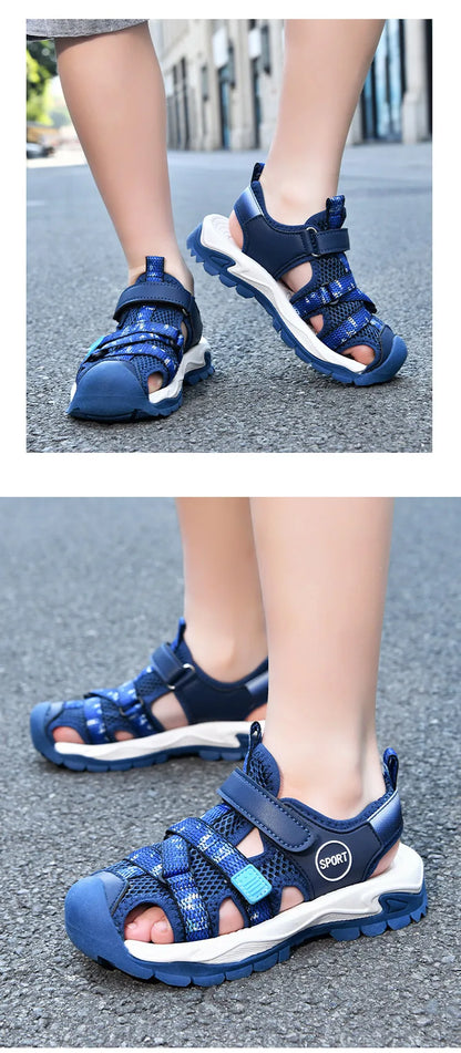 Summer Boys Closed-Toe Sandals Non-Slip Soft Sole Water Shoes for Beach Walking Outdoor Play Comfortable Kids Casual Sandals
